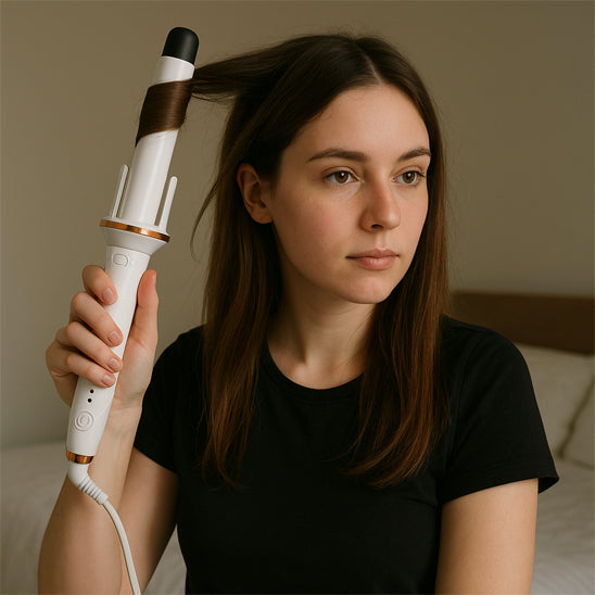 autre jeune fille bouclant cheveux